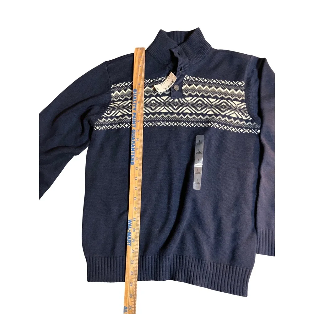 NEW The Childrens Place Boys Navy Fair‎ Isle Knit Mock Neck Sweater L 10 12 NWT
